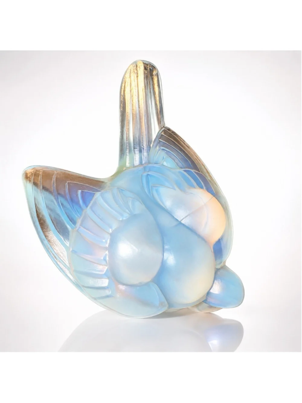 Signed Sabino France Opalescent Glass Bird Figurine Art Deco French Glass